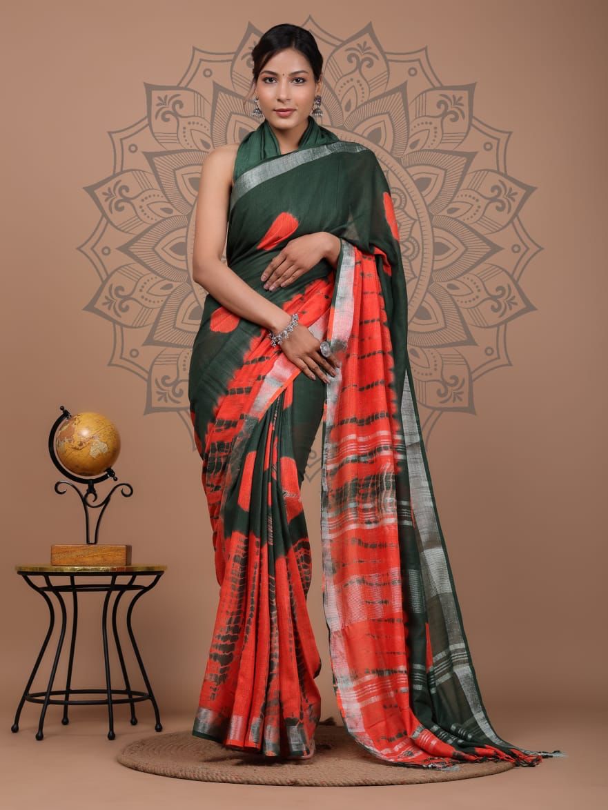 Sc Shloka A Linen Colors Printed Sarees Catalog